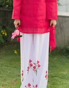 Designer Mal Chanderi Cotton Top with Multi-Needle Sequin Embroidered Roman Cotton Palazzo Pant & Dupatta