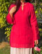 Designer Mal Chanderi Cotton Top with Multi-Needle Sequin Embroidered Roman Cotton Palazzo Pant & Dupatta