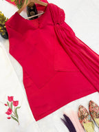 Designer Mal Chanderi Cotton Top with Multi-Needle Sequin Embroidered Roman Cotton Palazzo Pant & Dupatta