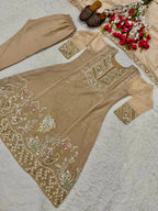 Meher Fandy Silk Embroidered Salwar Suit with Lace Border Dupatta