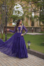 Gulzar Navratri 2026 Faux Georgette Laheriya Gown with Kutchi Patchwork & 12 Meter Flair
