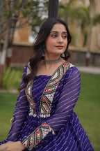 Gulzar Navratri 2026 Faux Georgette Laheriya Gown with Kutchi Patchwork & 12 Meter Flair