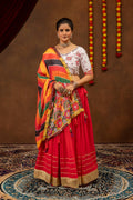 Designer Faux Georgette Small Diamond & Gota Work Navratri Lehenga Choli with Real Mirror Embroidered Blouse and Printed Dupatta 3-Piece Set