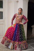Raas Rangini Designer Georgette Printed Navratri Lehenga Choli with Kutchi Gamthi Embellished Work