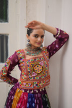 Raas Rangini Designer Georgette Printed Navratri Lehenga Choli with Kutchi Gamthi Embellished Work