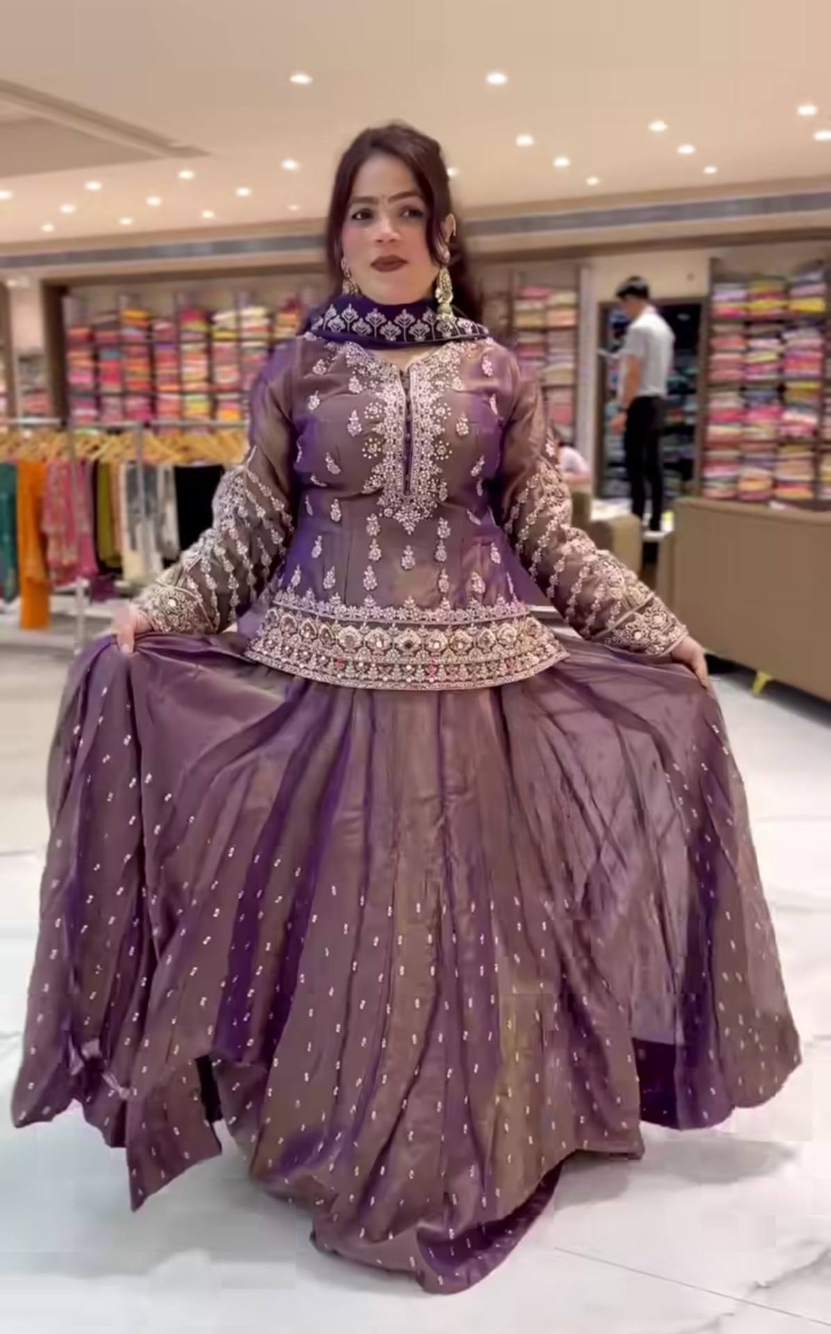 Designer Simmer Silk Lehenga Choli with Sequins, Zari & Moti Work