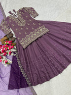 Designer Simmer Silk Lehenga Choli with Sequins, Zari & Moti Work