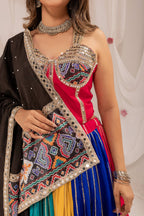Navaratri 2026 Pure Rayon Lehenga Choli Set, Patola Print & Real Mirror Work, Embroidered Garba Outfit, Ready to Wear Festive Dress