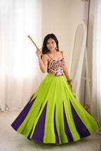 Zarmina Heavy Rayon Gota Patti Lehenga Choli with Lace Work, 6 Meter Flair & Mirror Embroidered Blouse