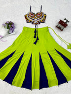 Zarmina Heavy Rayon Gota Patti Lehenga Choli with Lace Work, 6 Meter Flair & Mirror Embroidered Blouse