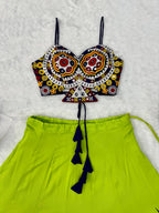 Zarmina Heavy Rayon Gota Patti Lehenga Choli with Lace Work, 6 Meter Flair & Mirror Embroidered Blouse