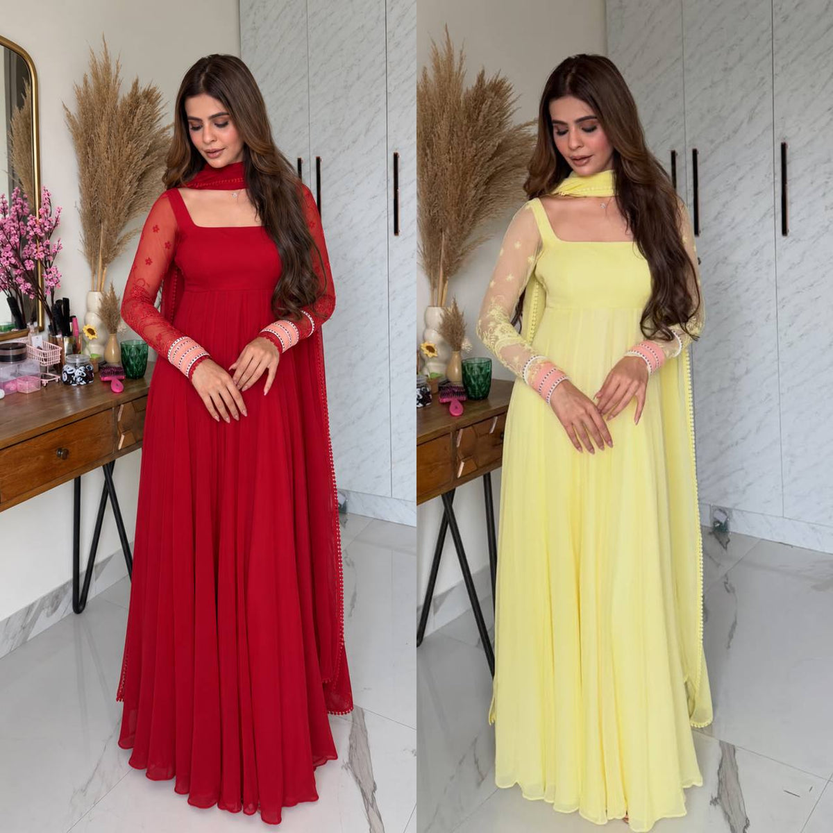 Roshni Georgette Embroidered Anarkali Suit with Pant & Dupatta