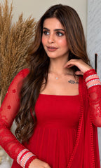 Roshni Georgette Embroidered Anarkali Suit with Pant & Dupatta