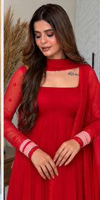 Roshni Georgette Embroidered Anarkali Suit with Pant & Dupatta