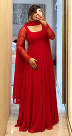 Roshni Georgette Embroidered Anarkali Suit with Pant & Dupatta