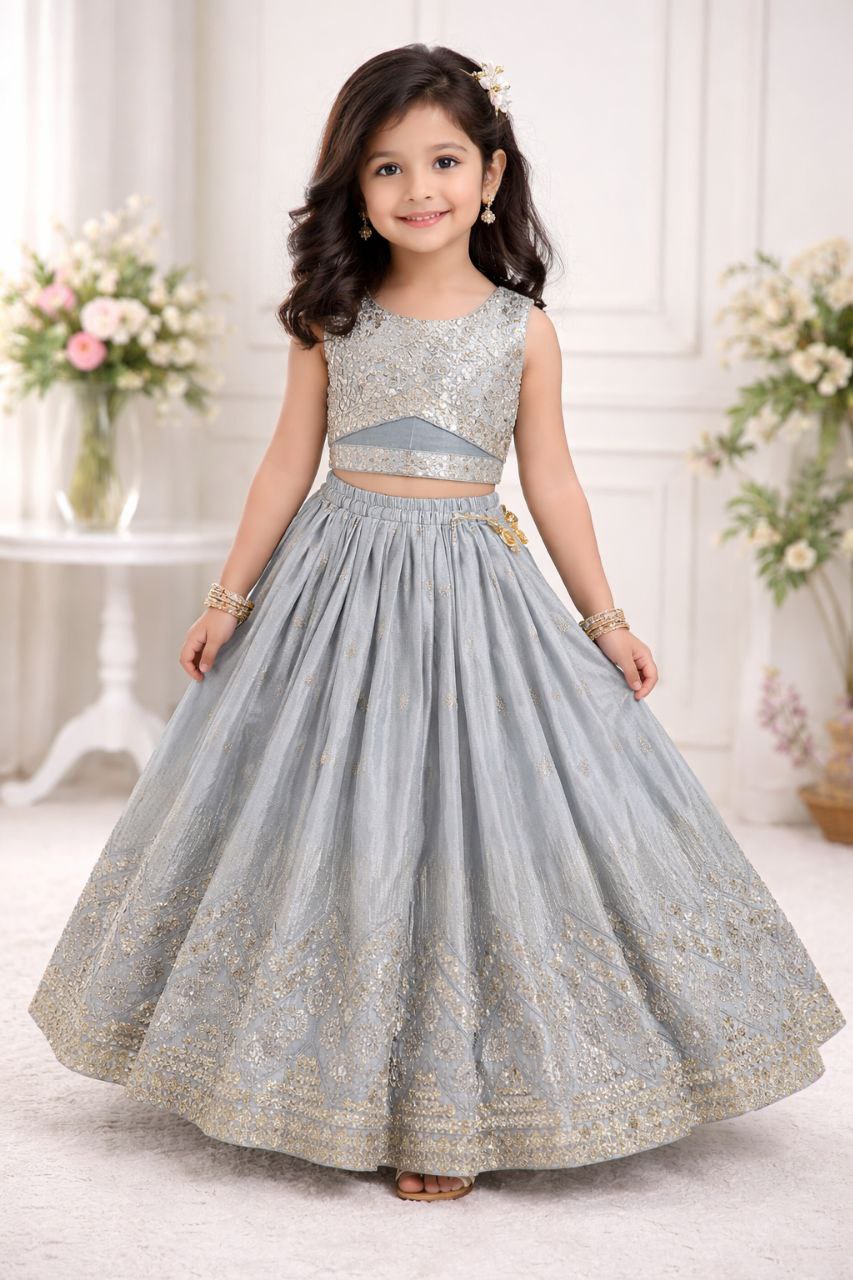 Myraani Faux Georgette Multi 5mm Sequins Embroidered Lehenga Choli with Dupatta