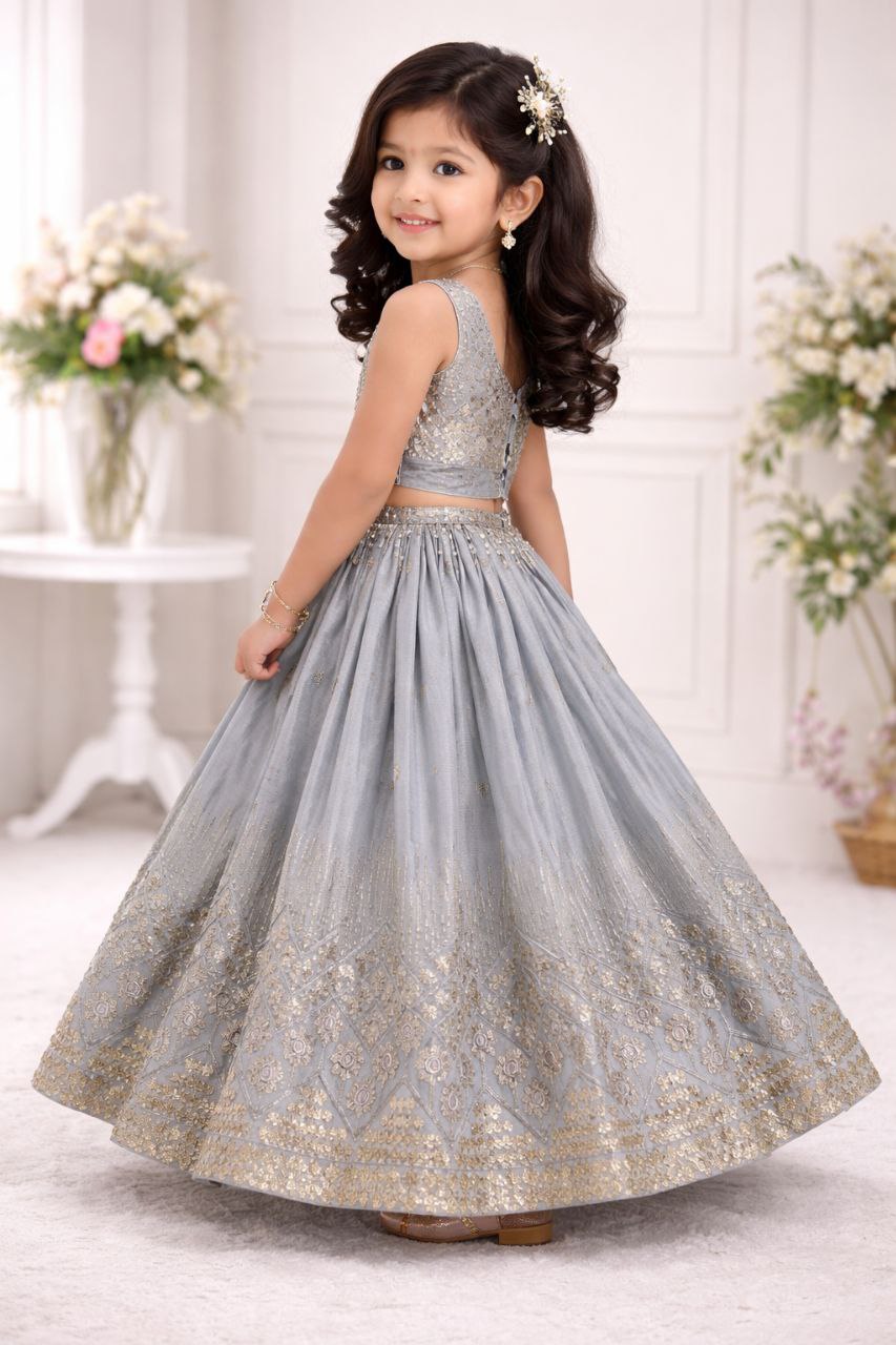 Myraani Faux Georgette Multi 5mm Sequins Embroidered Lehenga Choli with Dupatta