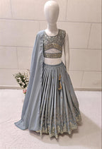 Myraani Faux Georgette Multi 5mm Sequins Embroidered Lehenga Choli with Dupatta