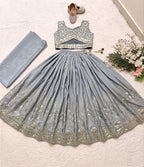 Myraani Faux Georgette Multi 5mm Sequins Embroidered Lehenga Choli with Dupatta