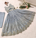 Myraani Faux Georgette Multi 5mm Sequins Embroidered Lehenga Choli with Dupatta