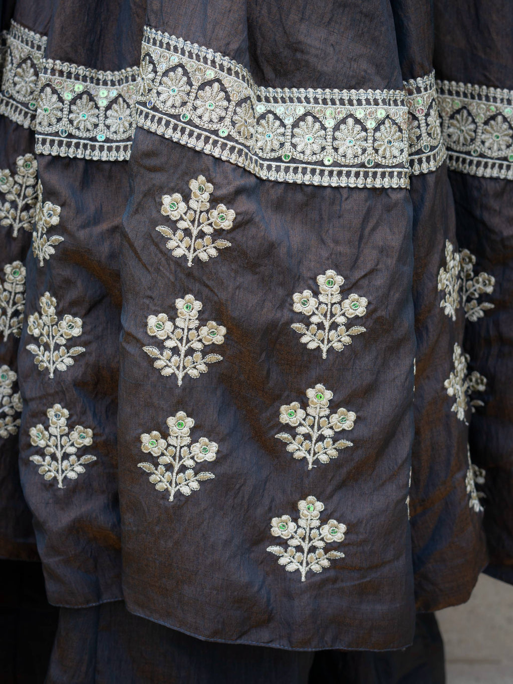 Zariya Wine Vichitra Silk Embroidered Anarkali Suit