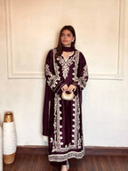 Aafreen Satin Rayon Embroidered Oversized Kaftan Set
