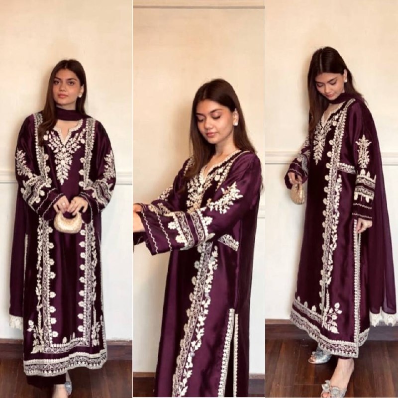 Aafreen Satin Rayon Embroidered Oversized Kaftan Set