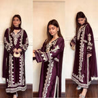 Aafreen Satin Rayon Embroidered Oversized Kaftan Set