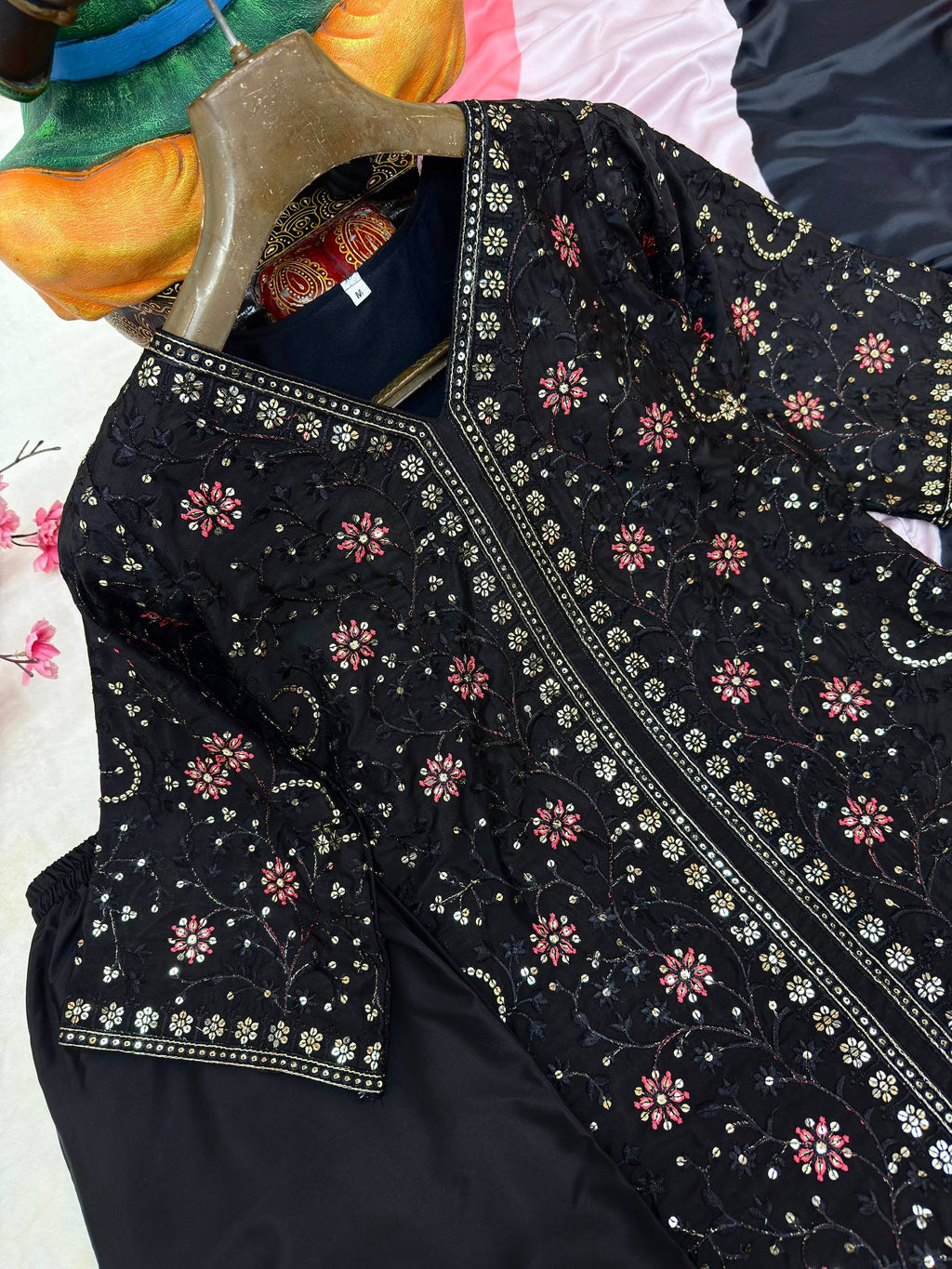 Sitara French Crepe Sequin Embroidered Kurti Palazzo Set