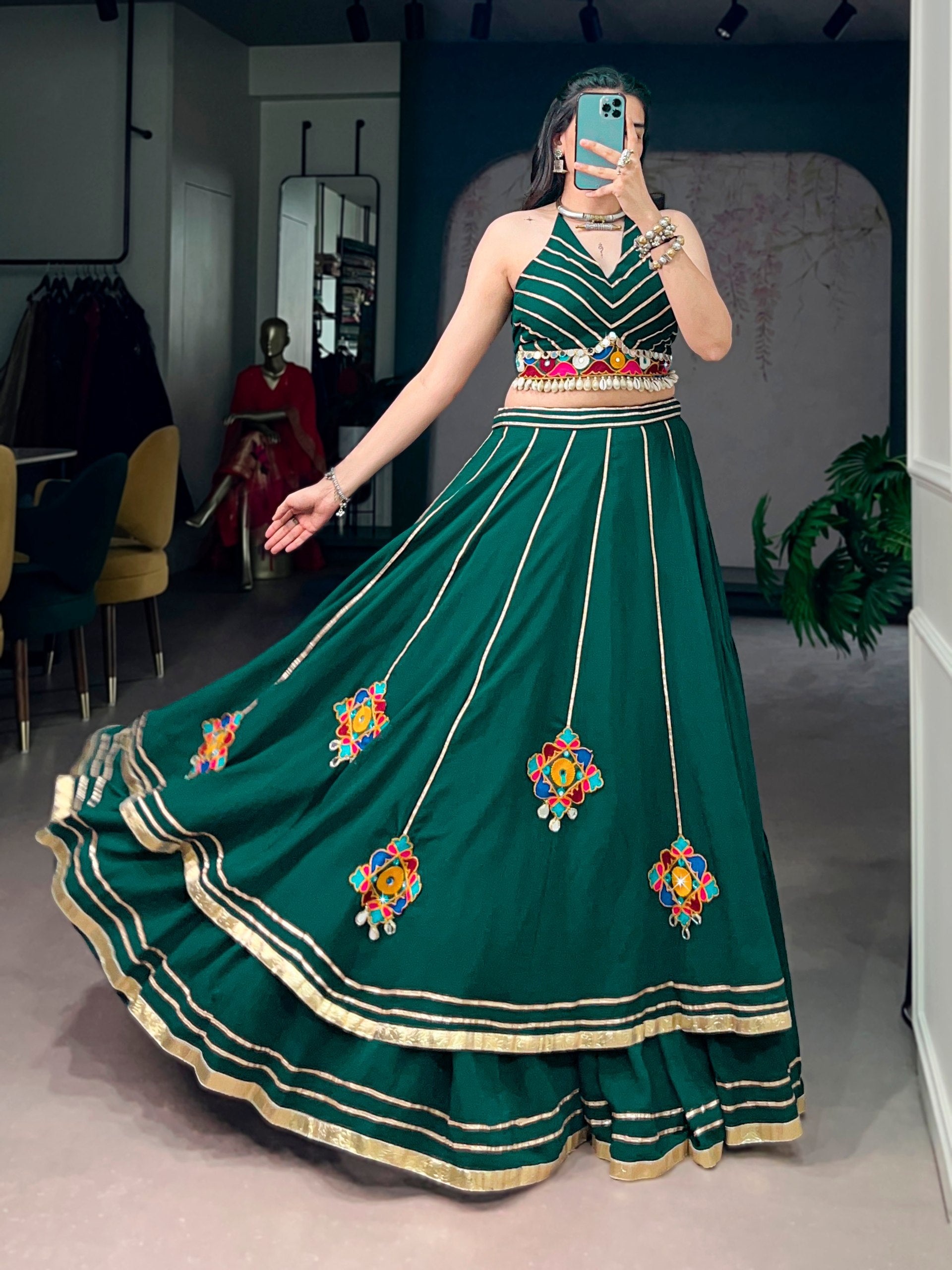 Garvika Gamthi Mirror Work Navratri Lehenga Choli Set