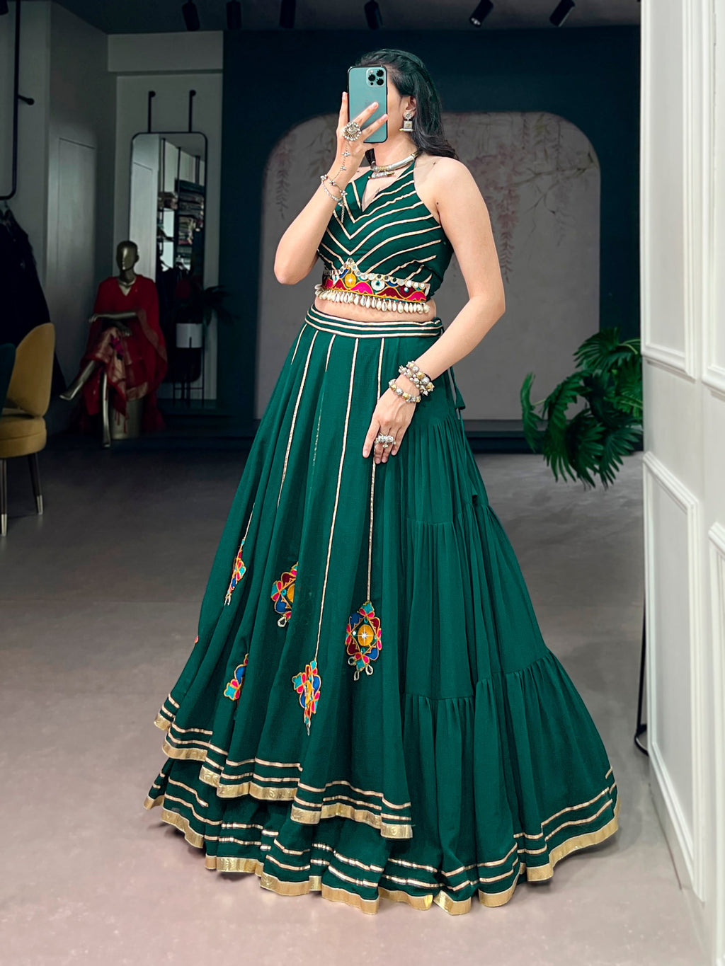 Garvika Gamthi Mirror Work Navratri Lehenga Choli Set
