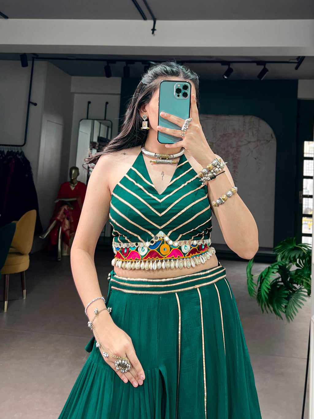 Garvika Gamthi Mirror Work Navratri Lehenga Choli Set