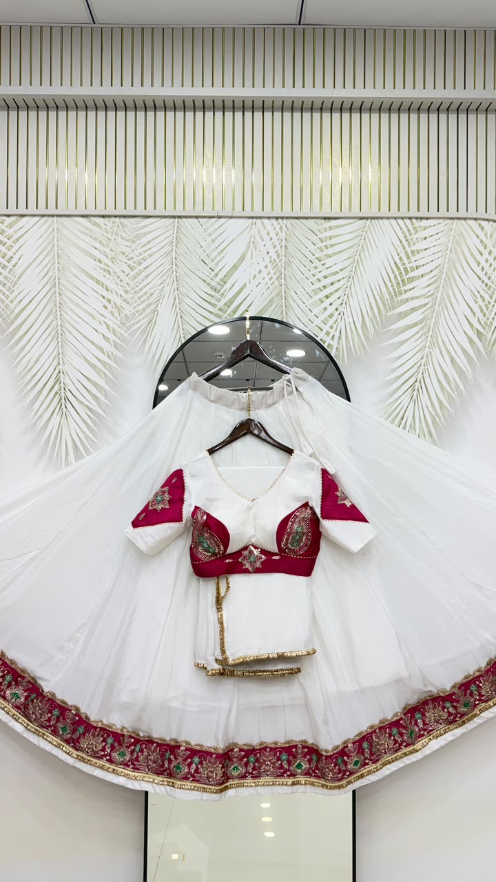Noorani Chinon Designer Lehenga Choli with Heavy Embroidery, Fancy Lace Work, 6 Meter Flair & Dupatta