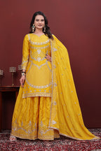 Nyra Chinon Sequins Embroidered Sharara Suit with Dupatta