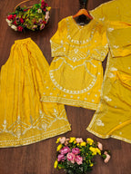 Nyra Chinon Sequins Embroidered Sharara Suit with Dupatta