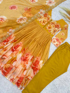 Nivara Soft Organza Digital Print Gown with Hand-Stitched Beads, Butter Silk Bottom & Embroidered Dupatta