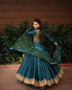 Aaritza Vichitra Silk 5mm Sequins & Zari Embroidered Gown with Koti & Organza Dupatta