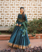 Aaritza Vichitra Silk 5mm Sequins & Zari Embroidered Gown with Koti & Organza Dupatta