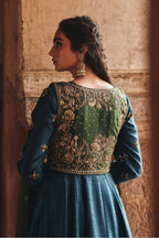 Aaritza Vichitra Silk 5mm Sequins & Zari Embroidered Gown with Koti & Organza Dupatta