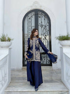 Raashika Rangoli Silk Sequins, Zari & Thread Embroidered Kurti with Palazzo & Dupatta Set