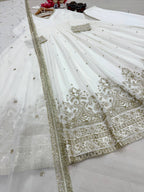 Zehra Pure Faux Georgette Heavy Embroidered 3mm Sequin Work Designer Party Wear Gown Set with Dupatta & Bottom