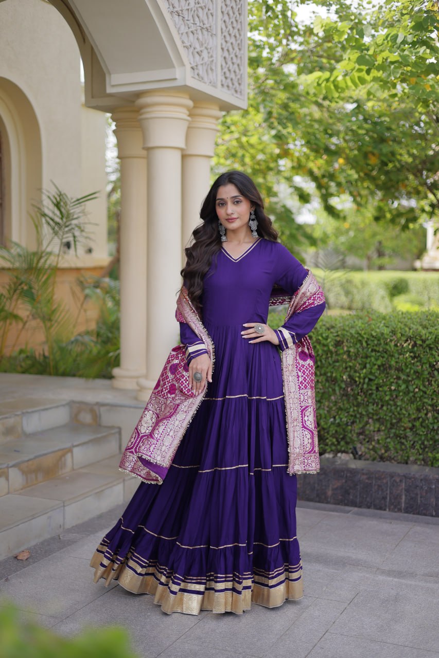 Aarzoo Fendy Silk Sequin Embroidered Gown Set