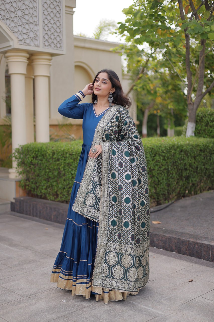 Aarzoo Fendy Silk Sequin Embroidered Gown Set
