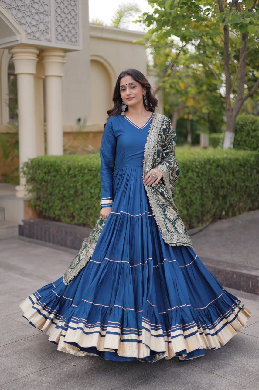 Aarzoo Fendy Silk Sequin Embroidered Gown Set