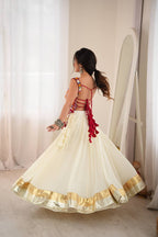Inaya Heavy Rayon Designer Lehenga Choli with Fancy Lagdi Patta Lace, Real Mirror Work & 5 Meter Flair