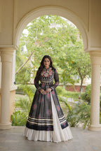 Meher Navratri 2026 Kora Cotton Lehenga with Bandhani Kutchi Patchwork Kurti & 12 Meter Flair
