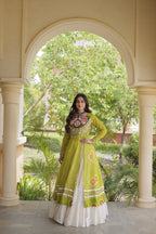 Meher Navratri 2026 Kora Cotton Lehenga with Bandhani Kutchi Patchwork Kurti & 12 Meter Flair
