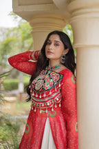 Meher Navratri 2026 Kora Cotton Lehenga with Bandhani Kutchi Patchwork Kurti & 12 Meter Flair