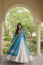 Meher Navratri 2026 Kora Cotton Lehenga with Bandhani Kutchi Patchwork Kurti & 12 Meter Flair