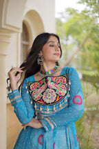Meher Navratri 2026 Kora Cotton Lehenga with Bandhani Kutchi Patchwork Kurti & 12 Meter Flair